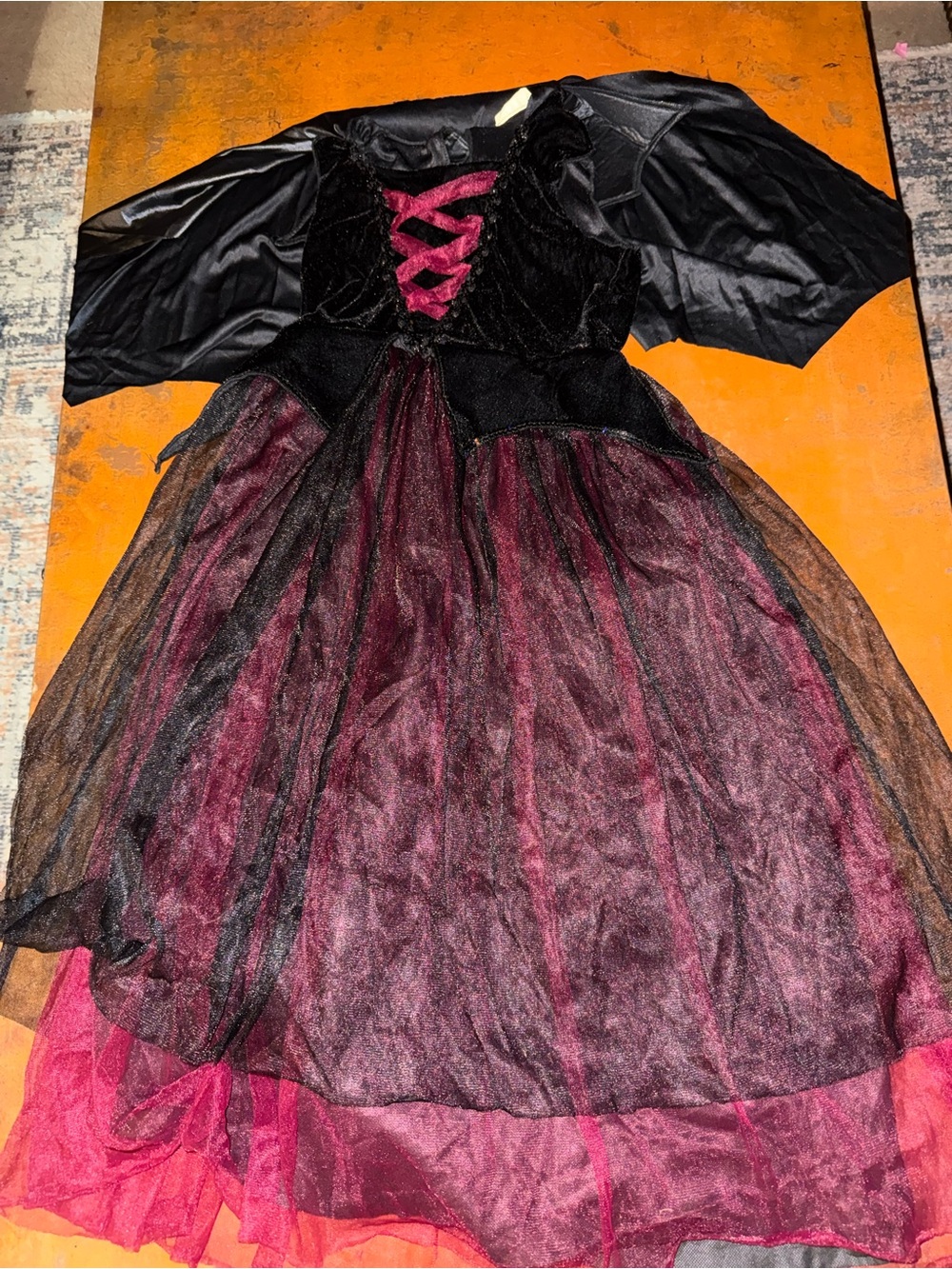 Girls' Black and Burgundy Gothic Witch Costume Dress